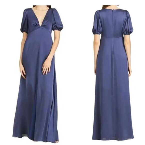 NWT Sachin + Babi Alli gown with puff sleeves in Cobalt blue women's size 2 - Picture 1 of 13